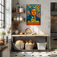 Bill Clinton 42nd President of the United States Colorful Comic Book Style Poster