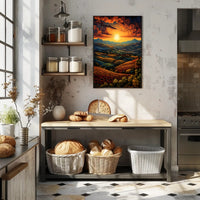 Sunset Over Rolling Hills Poster