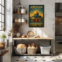Jerusalem Peaceful Harmony Vintage Cultural or Heritage Poster