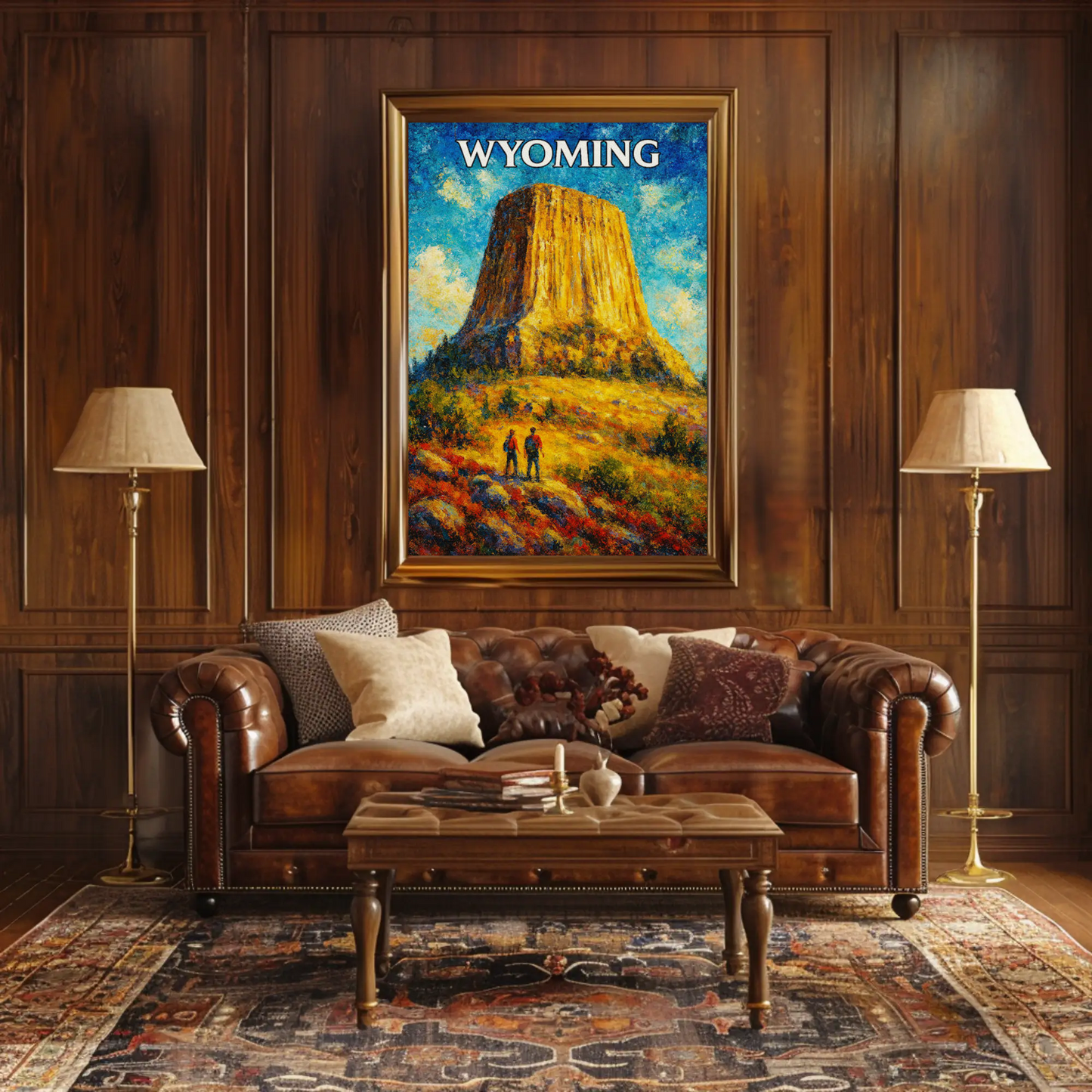 Wyoming Devils Tower Hiking Landscape Scenic Travel Poster
