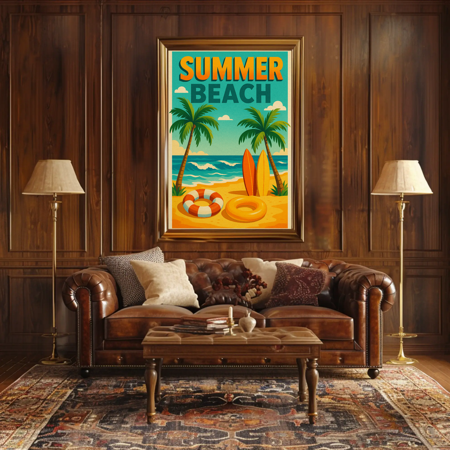 Summer Beach Palm Trees Travel Poster