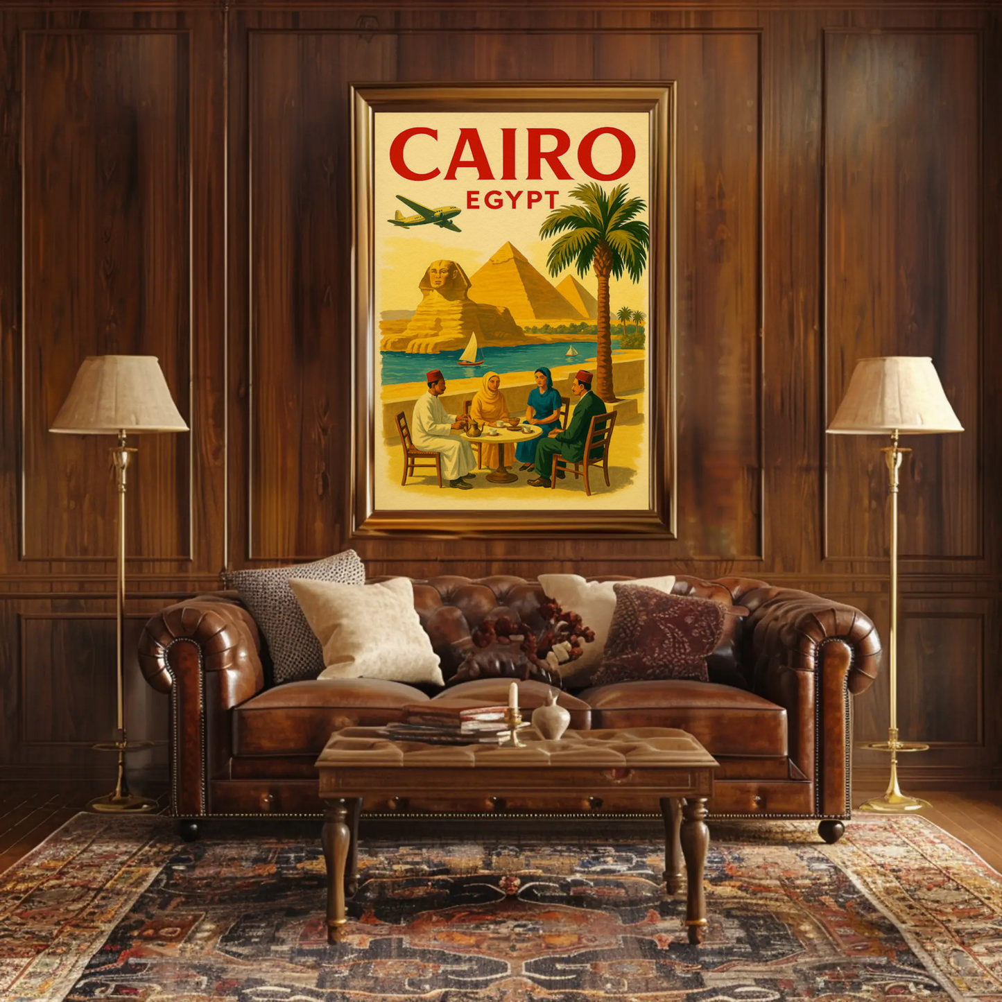 Cairo Egypt Pyramids Sphinx Vintage Culture Travel Poster