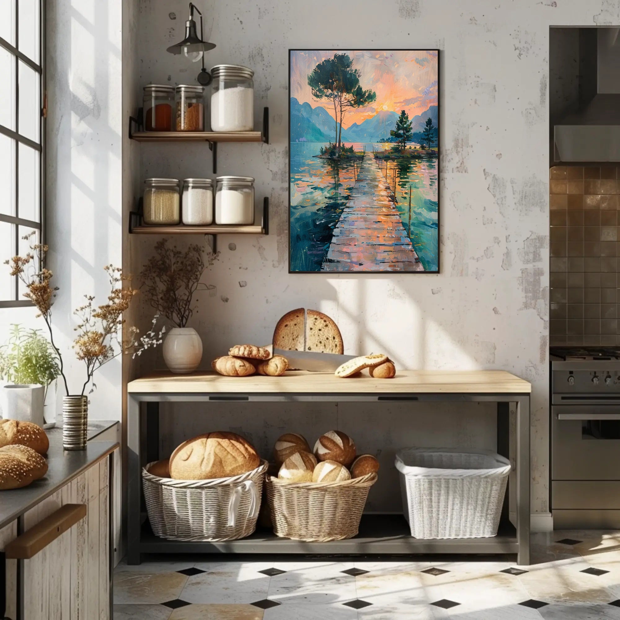 Idyllic Sunset Landscape Art Print - Abstract or Artistic Poster PosterGoat