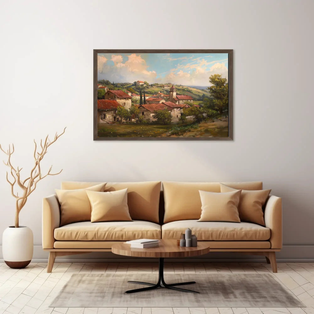 Countryside Village Scene Impressionist Art Poster