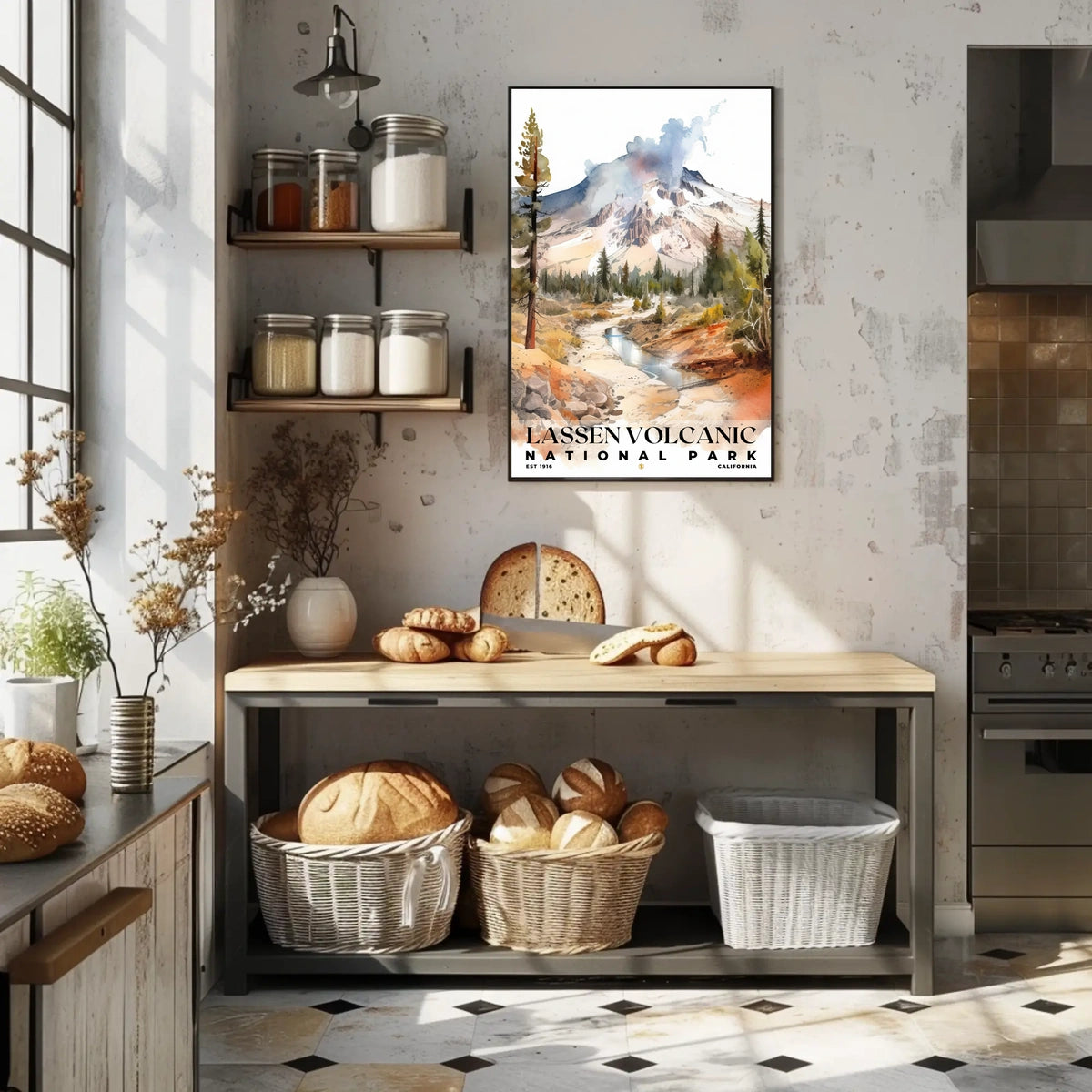 Lassen Volcanic Watercolor Wall Art Poster