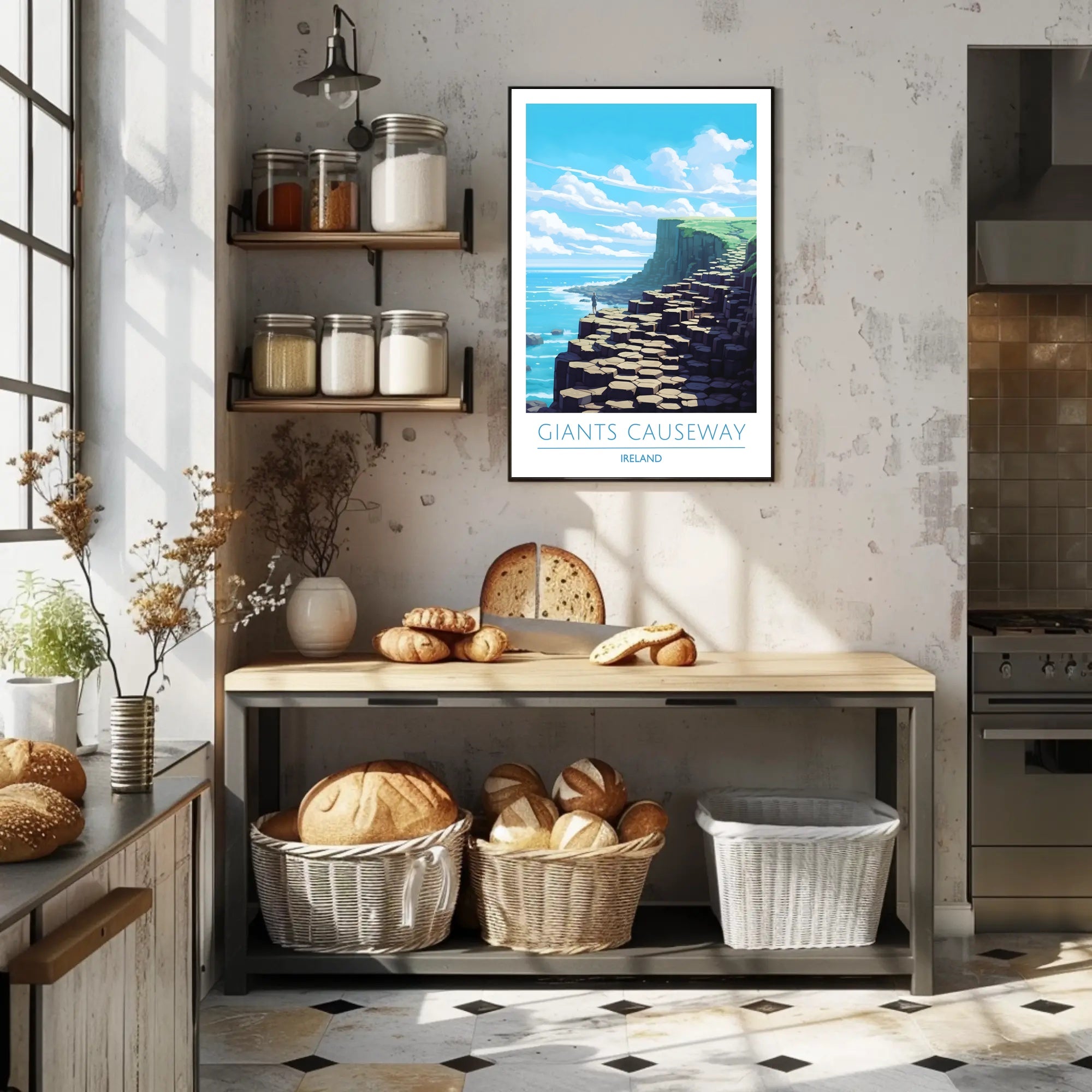 Giants Causeway Illustration Poster