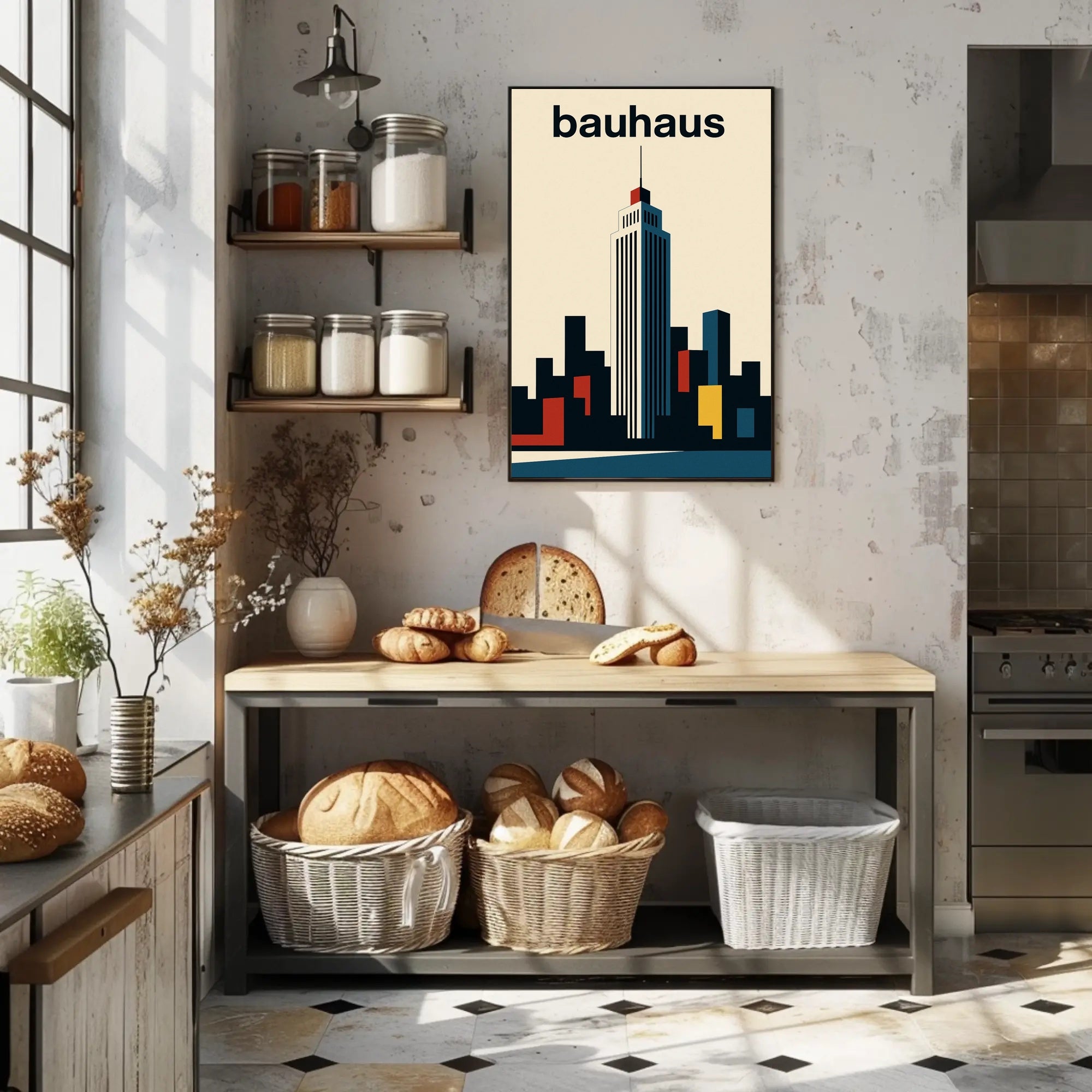 Modernist Skyline Geometric Design Poster - Abstract, Artistic, or Pop Culture Poster