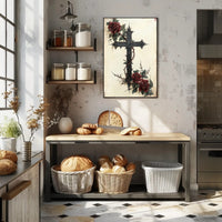 Gothic Cross And Roses Poster