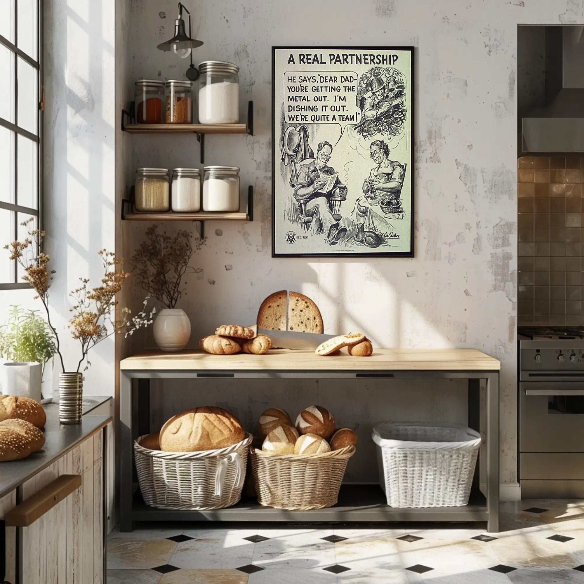 Vintage Soldier and Family WWII Propaganda Poster