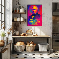 Millard Fillmore 13th President of the United States Neon Gradient Overlay Poster
