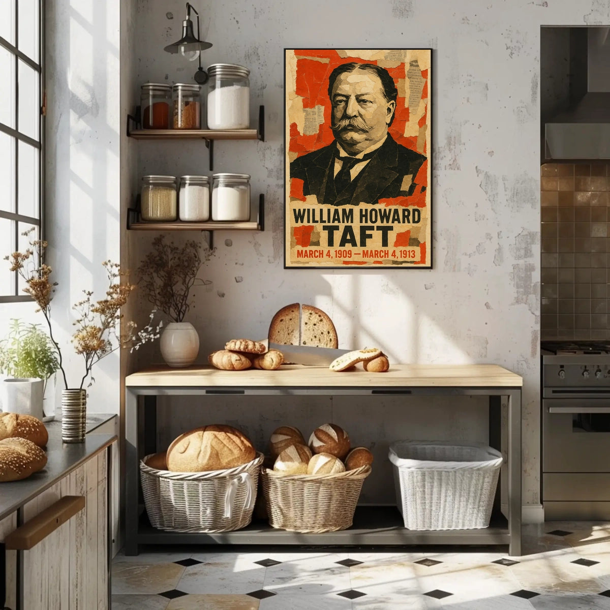 William Howard Taft 27th President of the United States Layered paper Collage Poster
