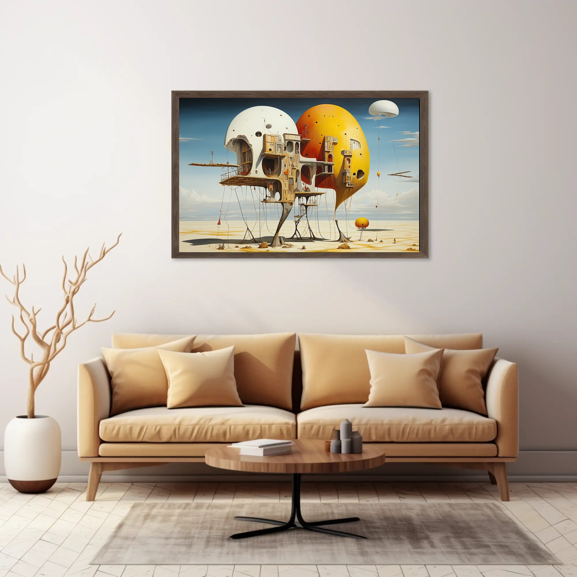 Surreal Floating Structures in Futuristic Sci-Fi Poster