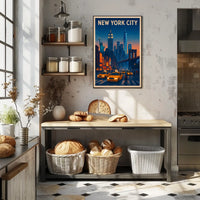 New York City Skyline Twilight Poster Modern Wall Art