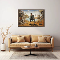 Introspective Surreal Landscape with Formal Figure: Artistic Poster