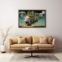 Surreal Cityscape with Tree of Imagination Artistic Poster