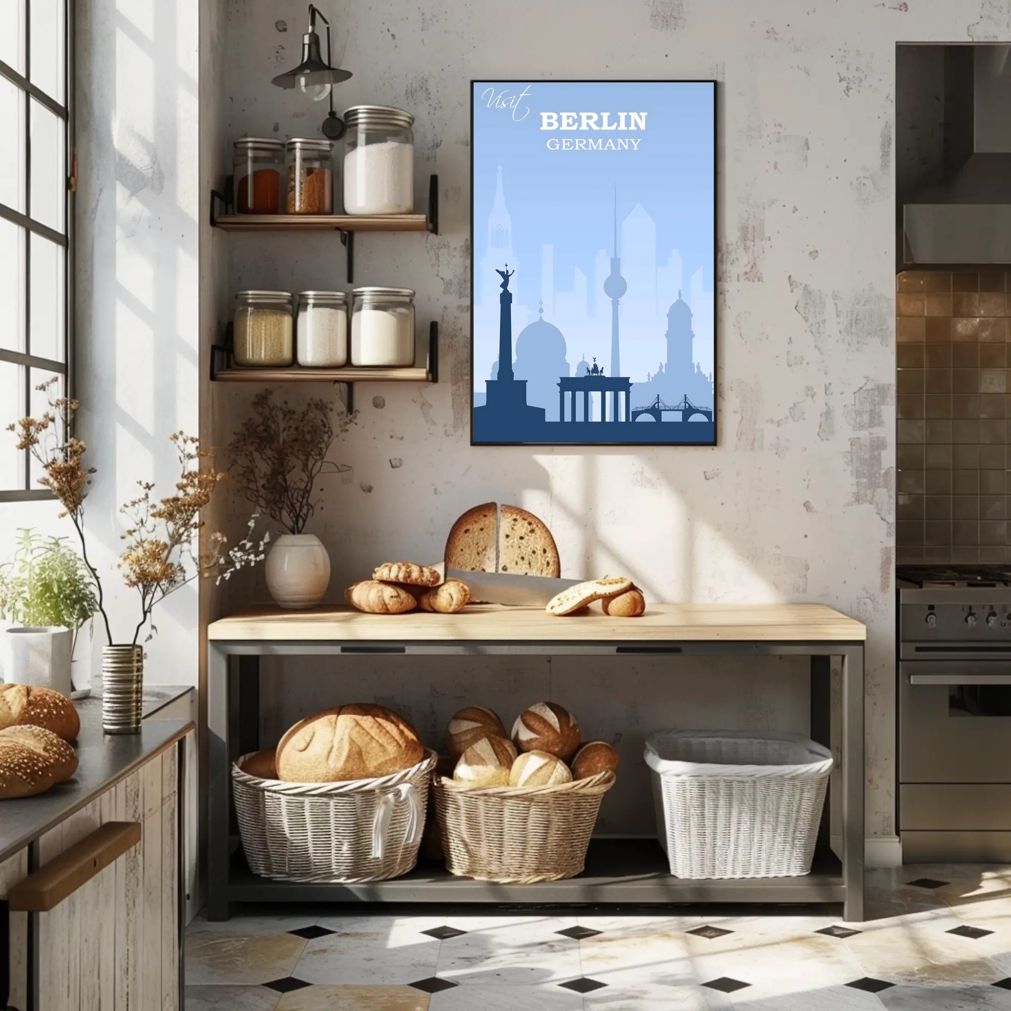 Berlin Skyline Art: Calm Travel Poster