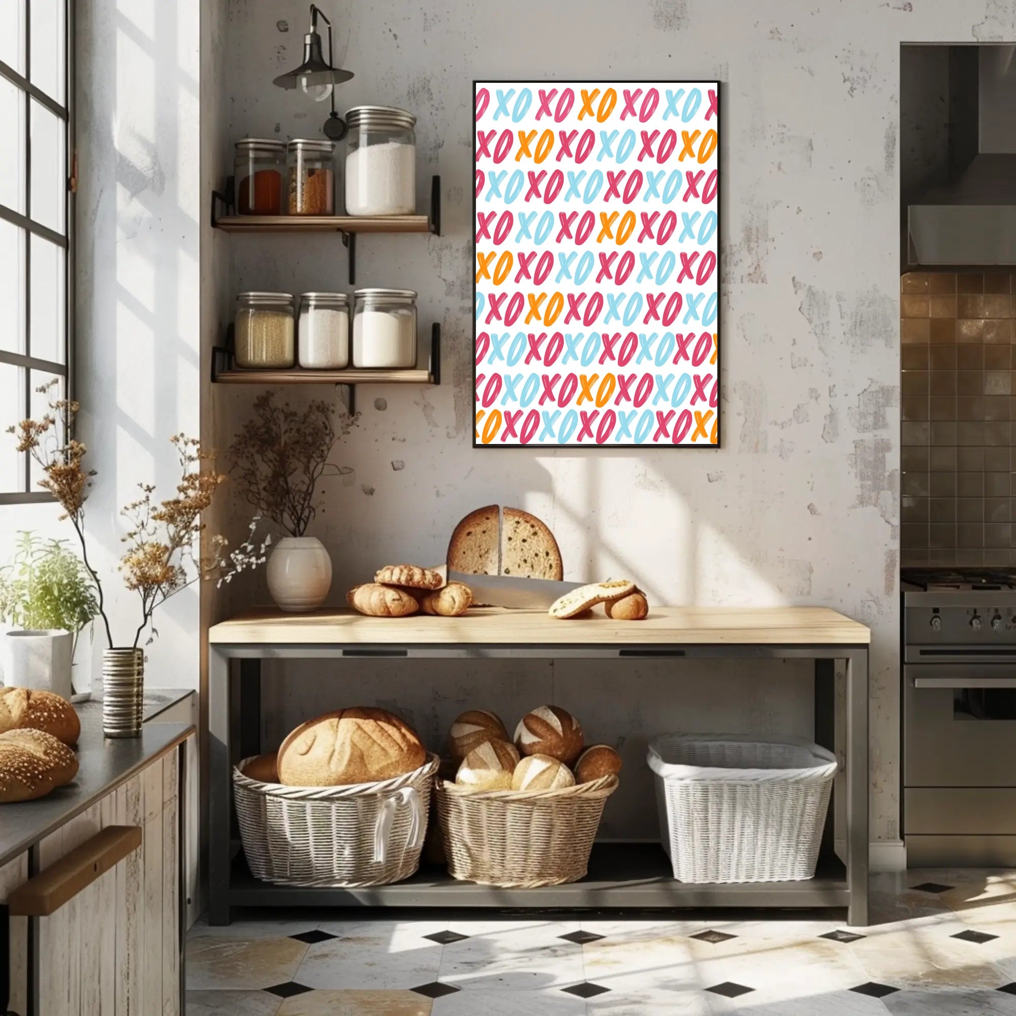 XO Pattern Art Poster with Playful Modern Design PosterGoat