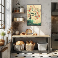 Tranquil Tree and Sea Harmony Art Poster PosterGoat