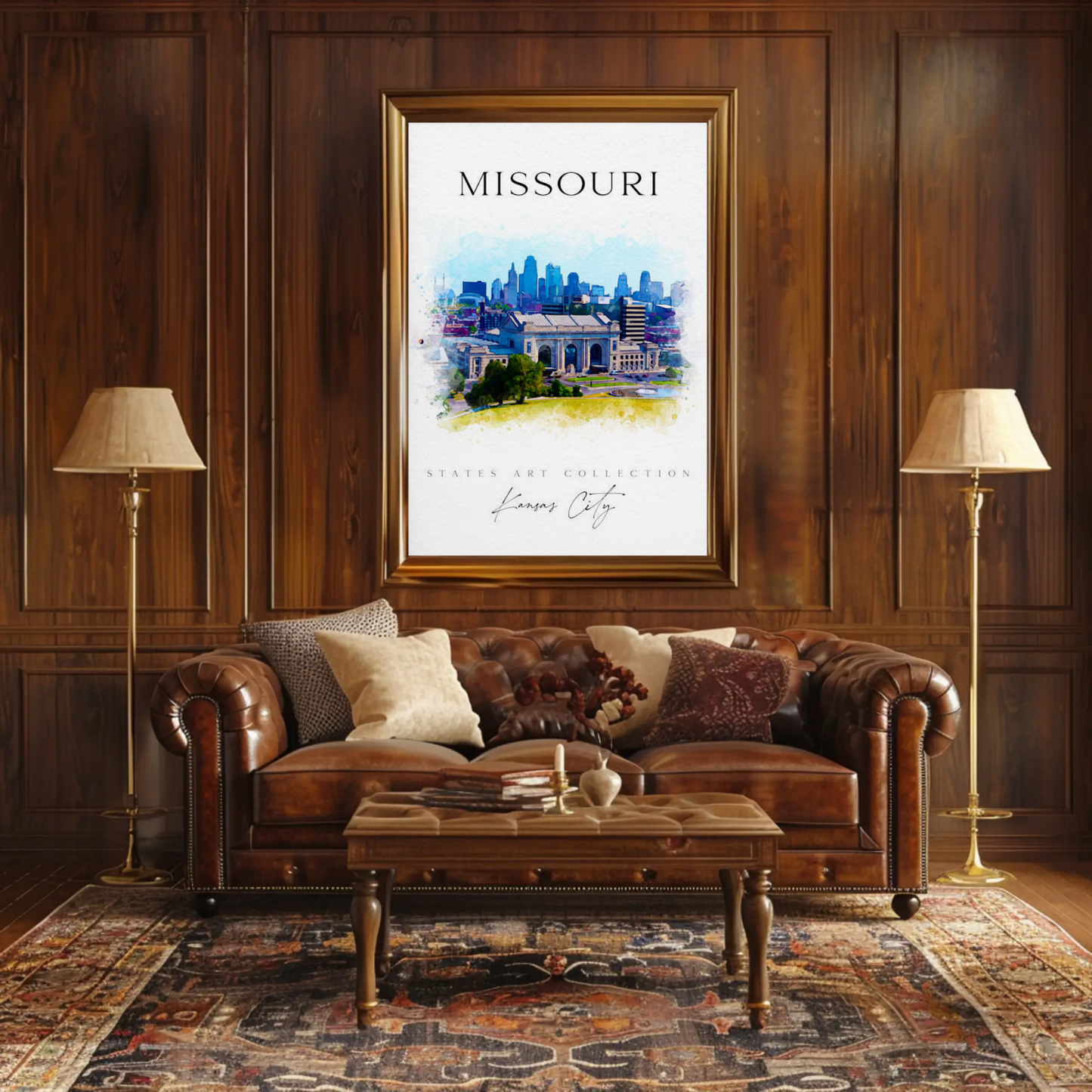 Kansas City Missouri Skyline Watercolor Poster Poster