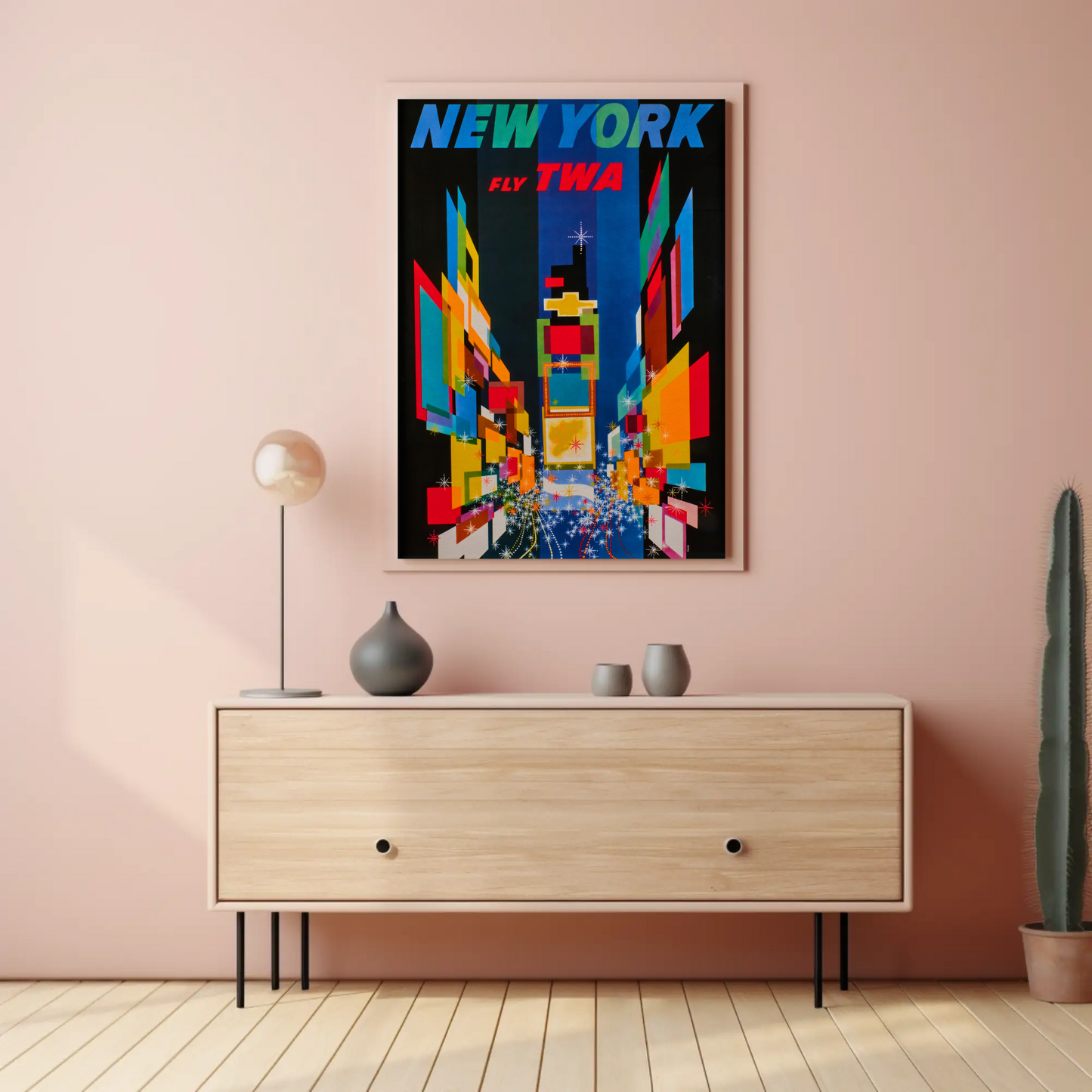 1960s New York Times Square TWA Vintage Style Travel Poster