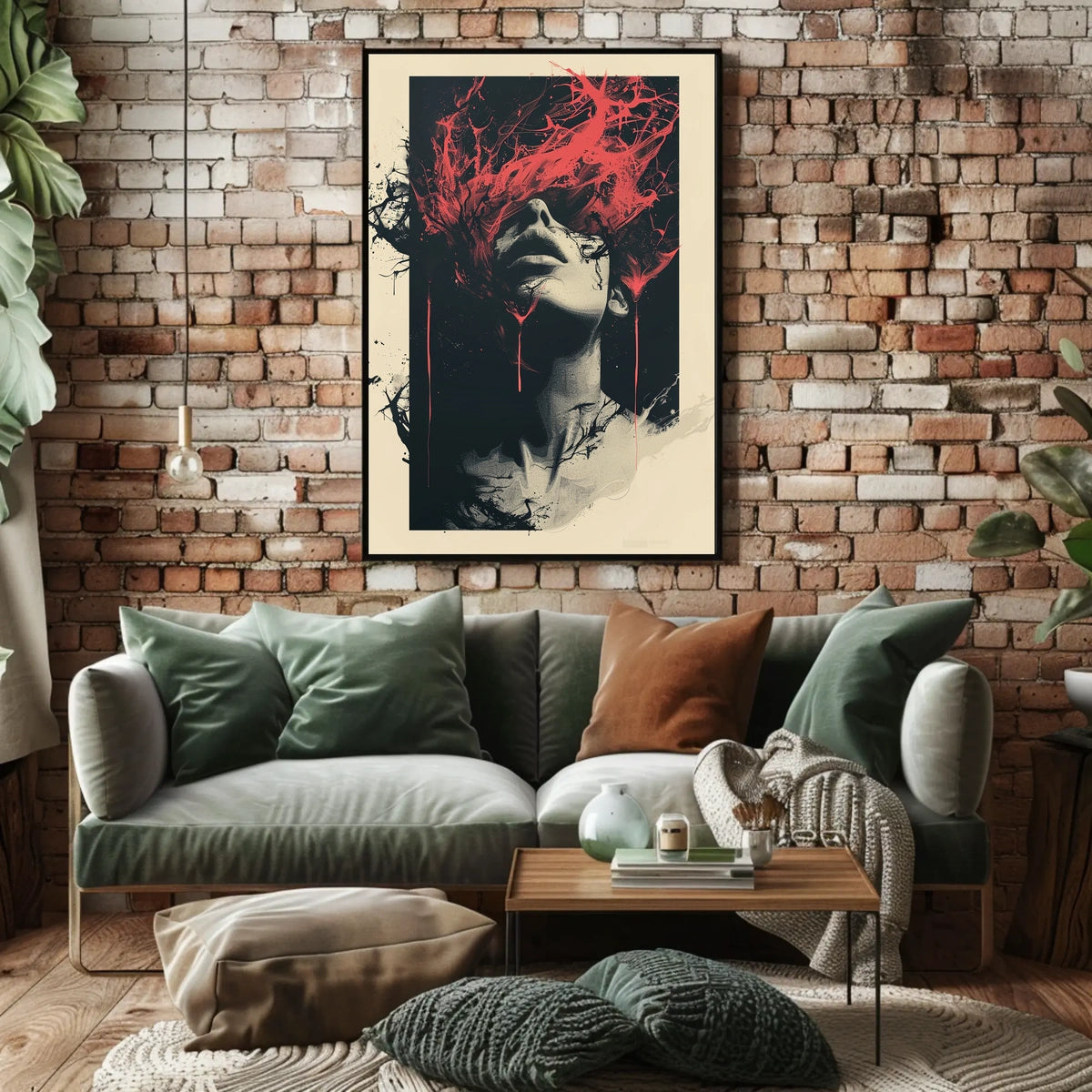 Intense Surreal Red Abstract Face Art Poster