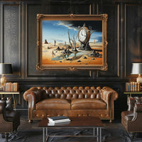 Surreal Landscape Art Poster with Pocket Watch and Nature Fusion