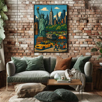 New York City Skyline Poster Vintage Travel Wall Art