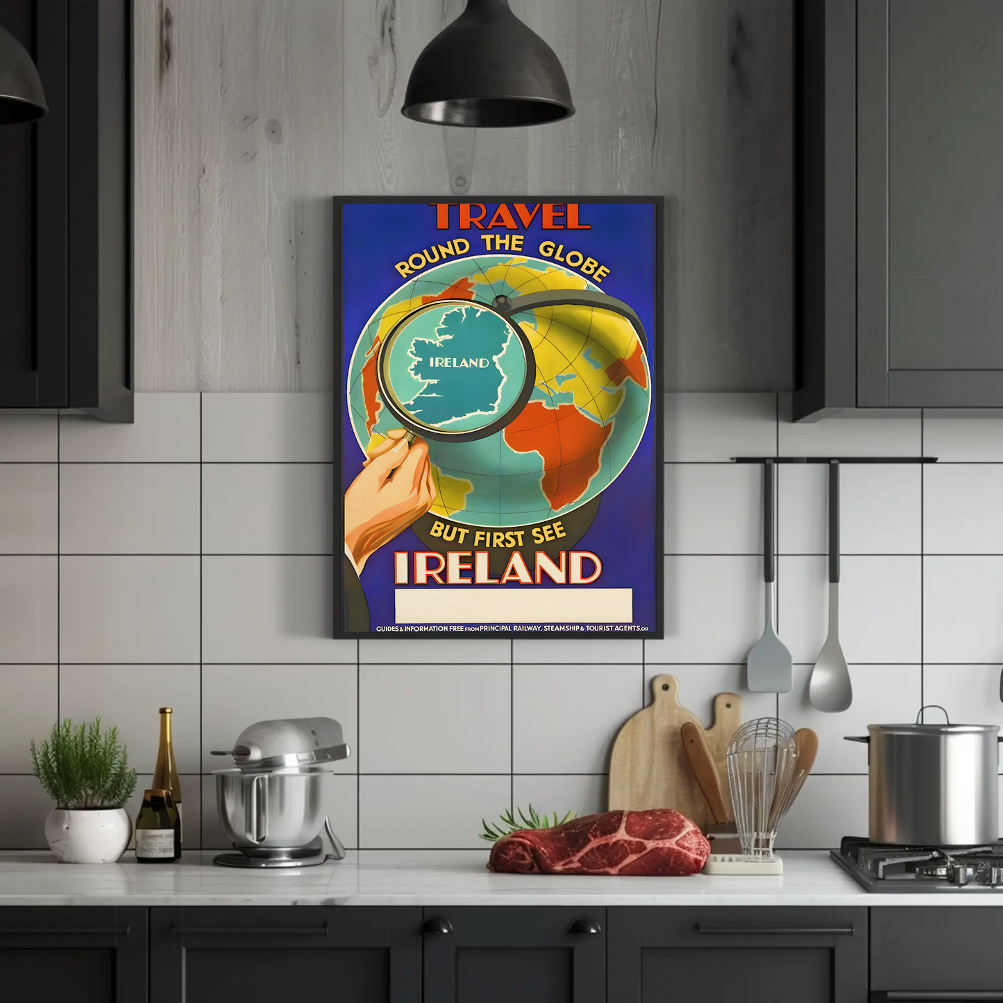 Vintage Poster - Travel Ireland Globe