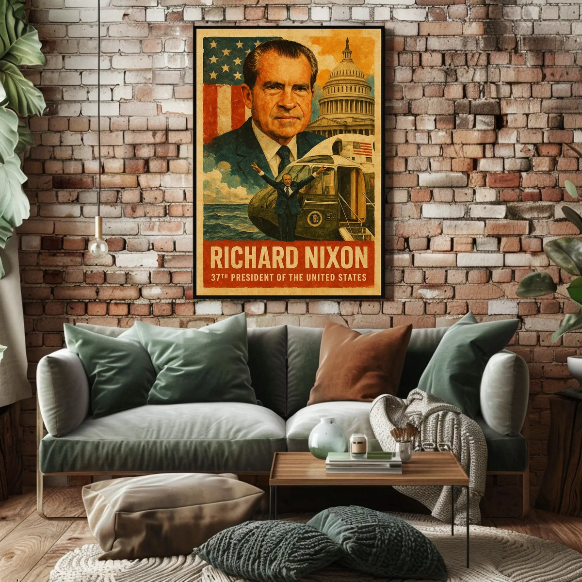 Richard Nixon 37th President of the United States Layered Digital Collage Poster