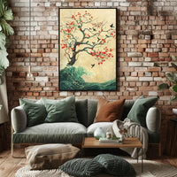 Tranquil Tree and Sea Harmony Art Poster PosterGoat