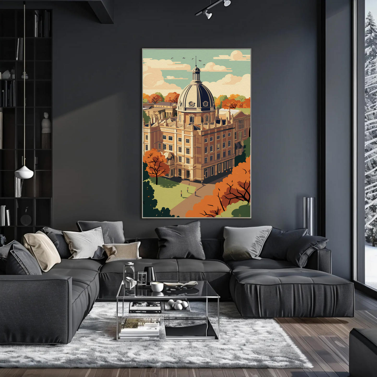 Oxford University England Autumn Historic Campus Travel Poster