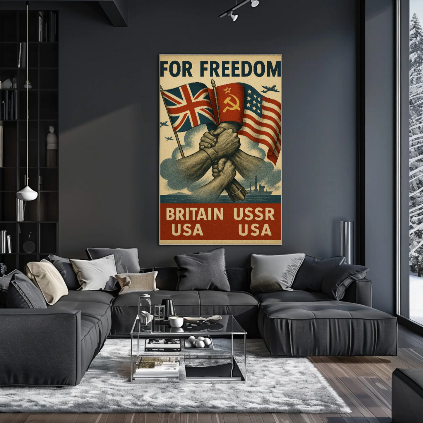 Allied Unity for Freedom WWII Propaganda Poster