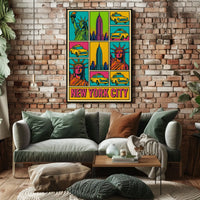 New York City Pop Art Cityscape Poster Abstract Wall Art