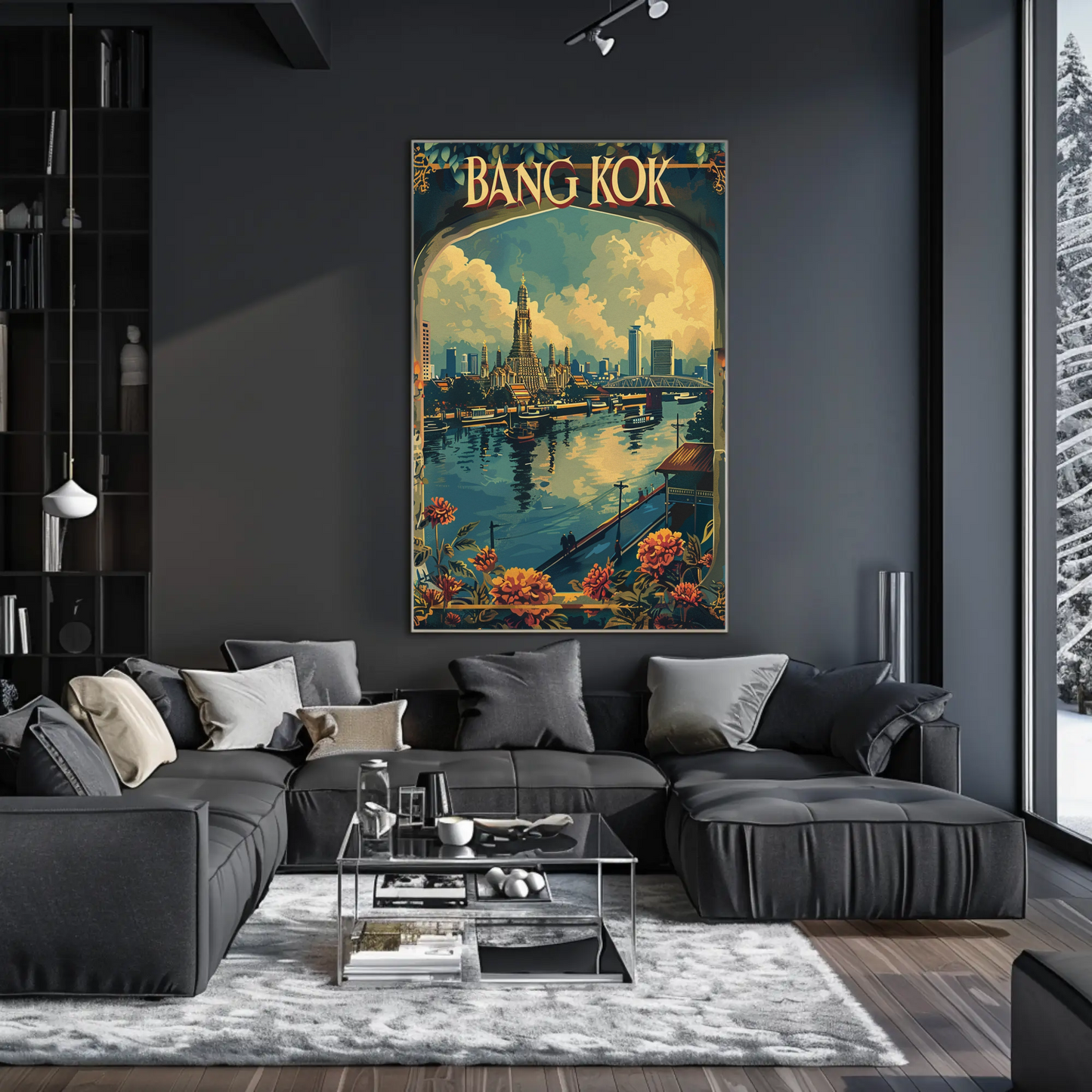 Bangkok Wat Arun Flowers Riverside City Thailand Travel Poster