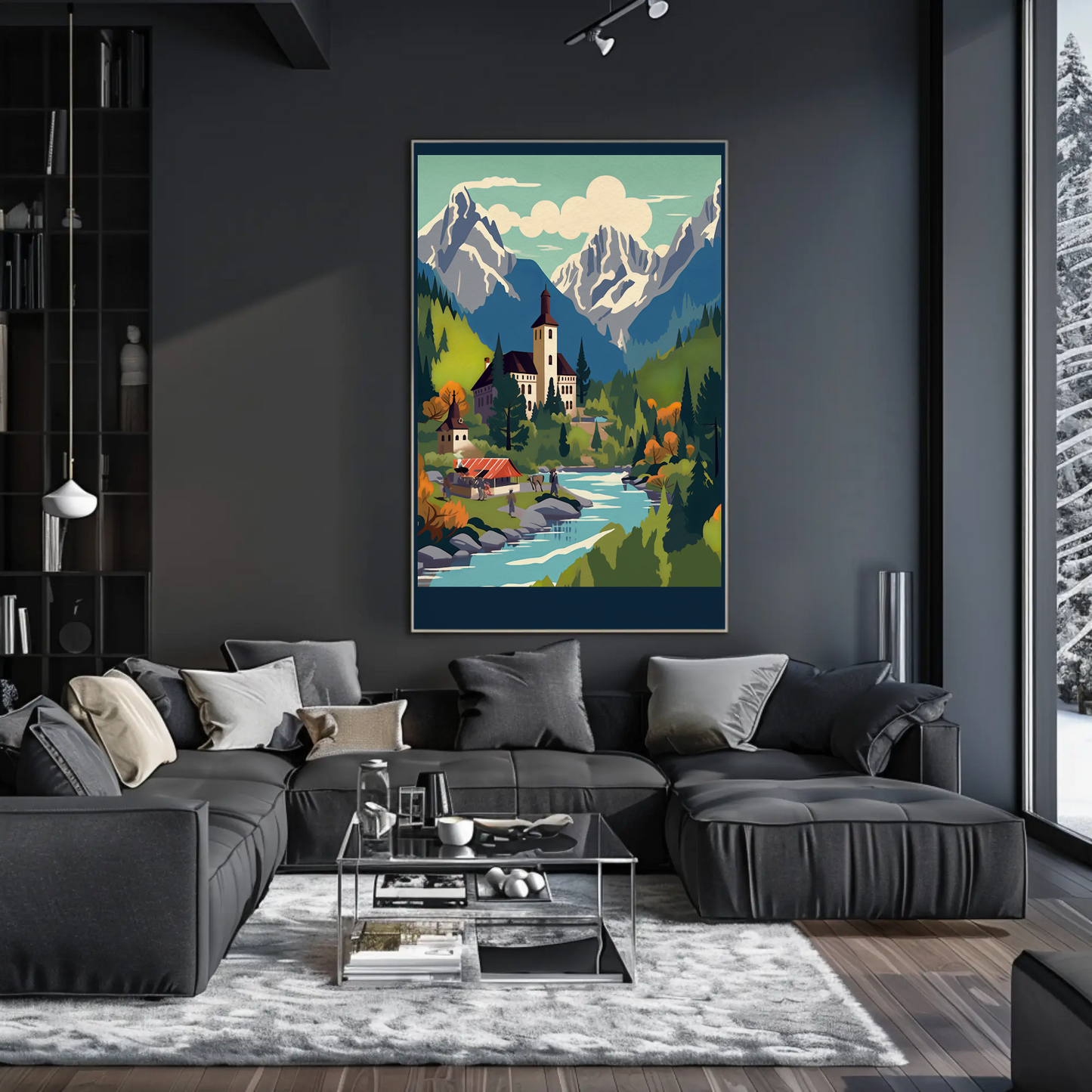 Mountain River Hamlet In Autumn Colors Travel Poster