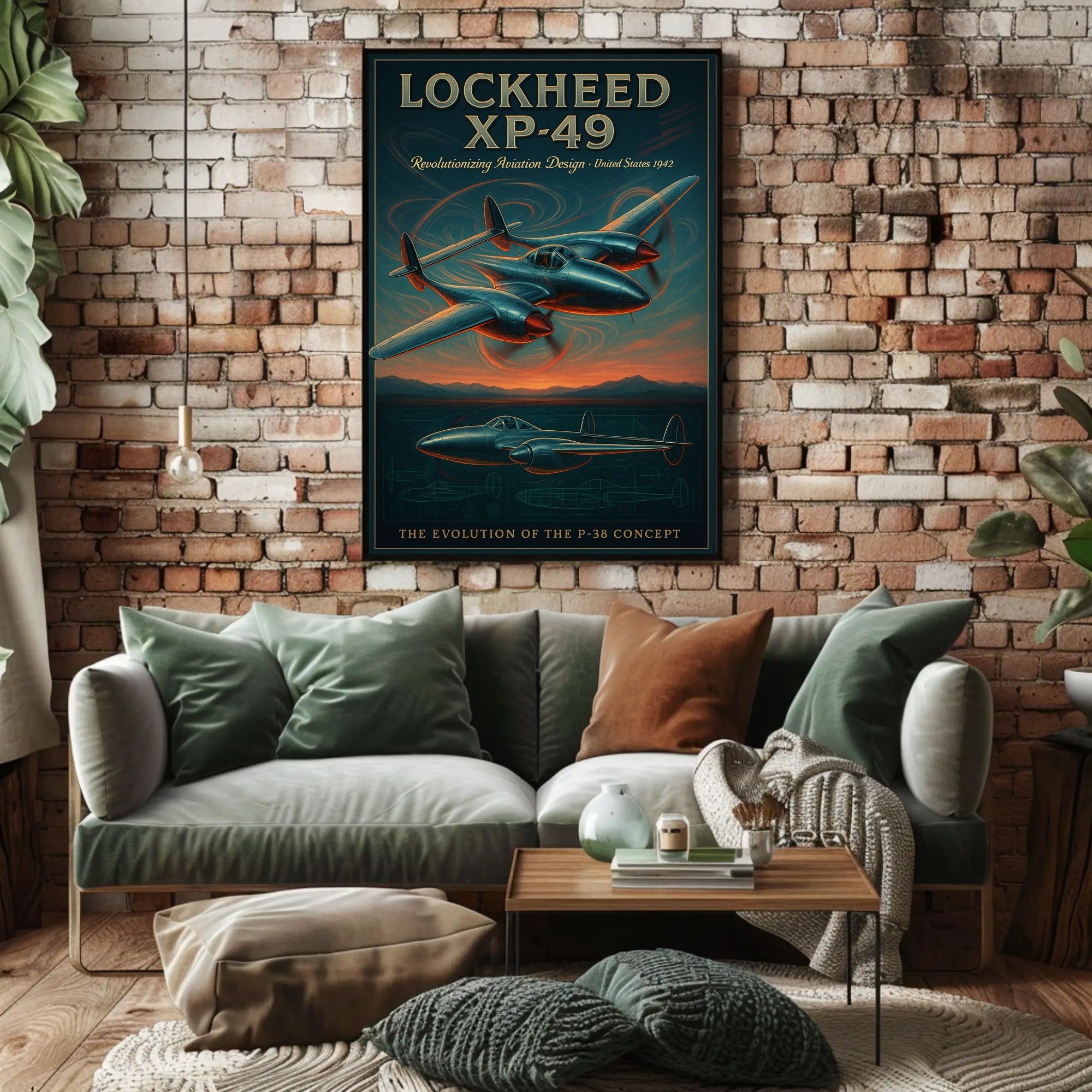 Lockheed XP 49 Aviation Poster Vintage Design Print