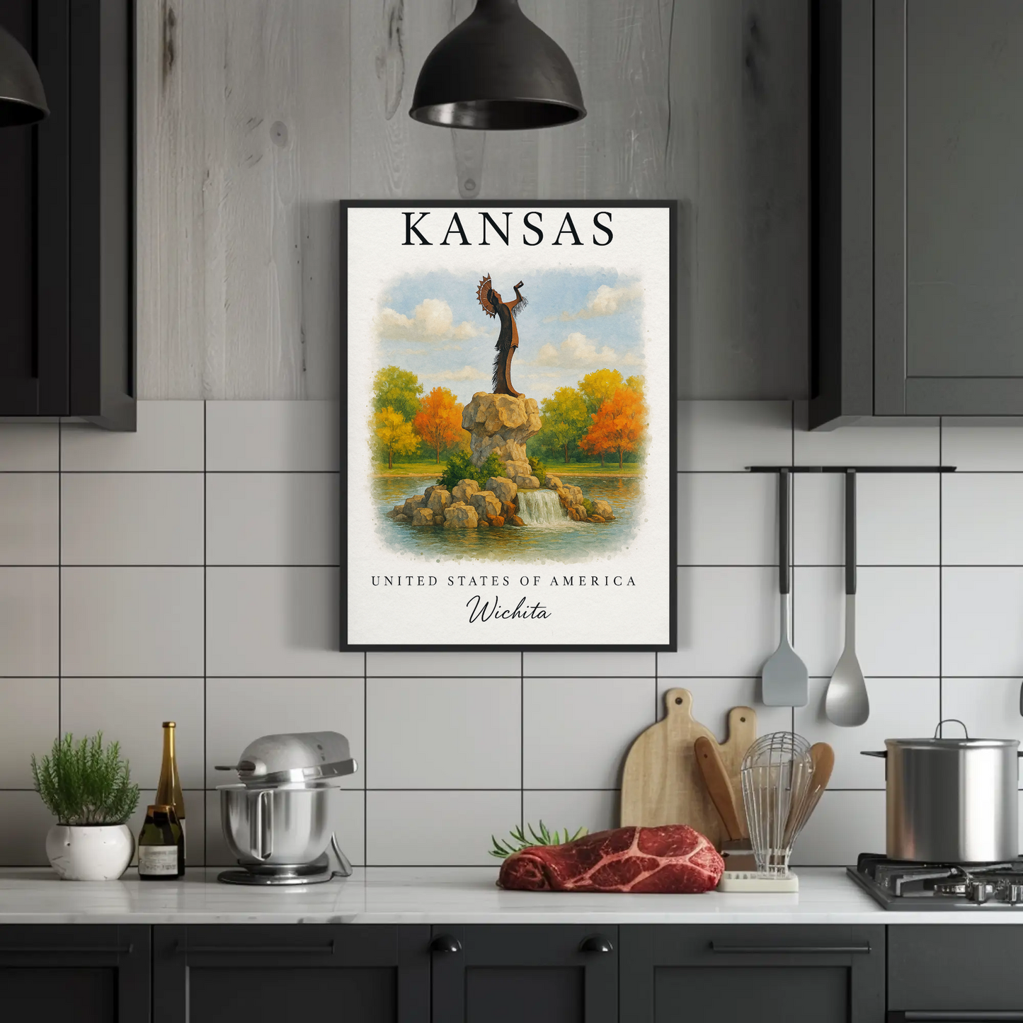 Kansas, Wichita Signature Series Vintage Travel Poster