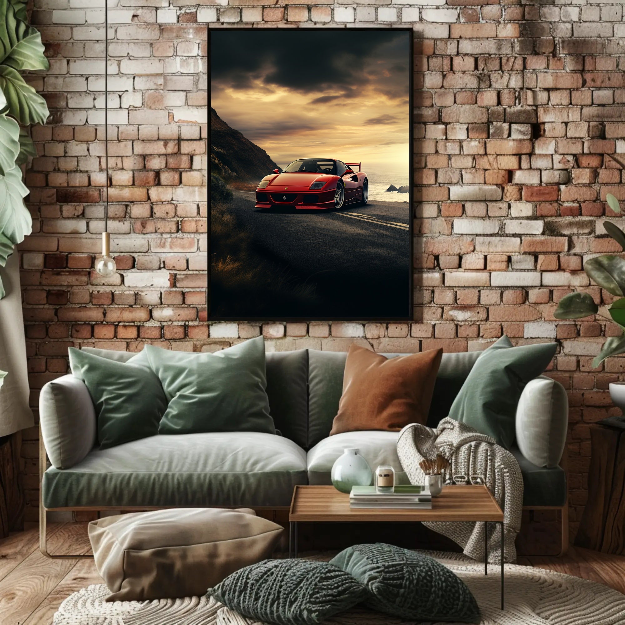 Sunset Drive Red Sports Car Poster