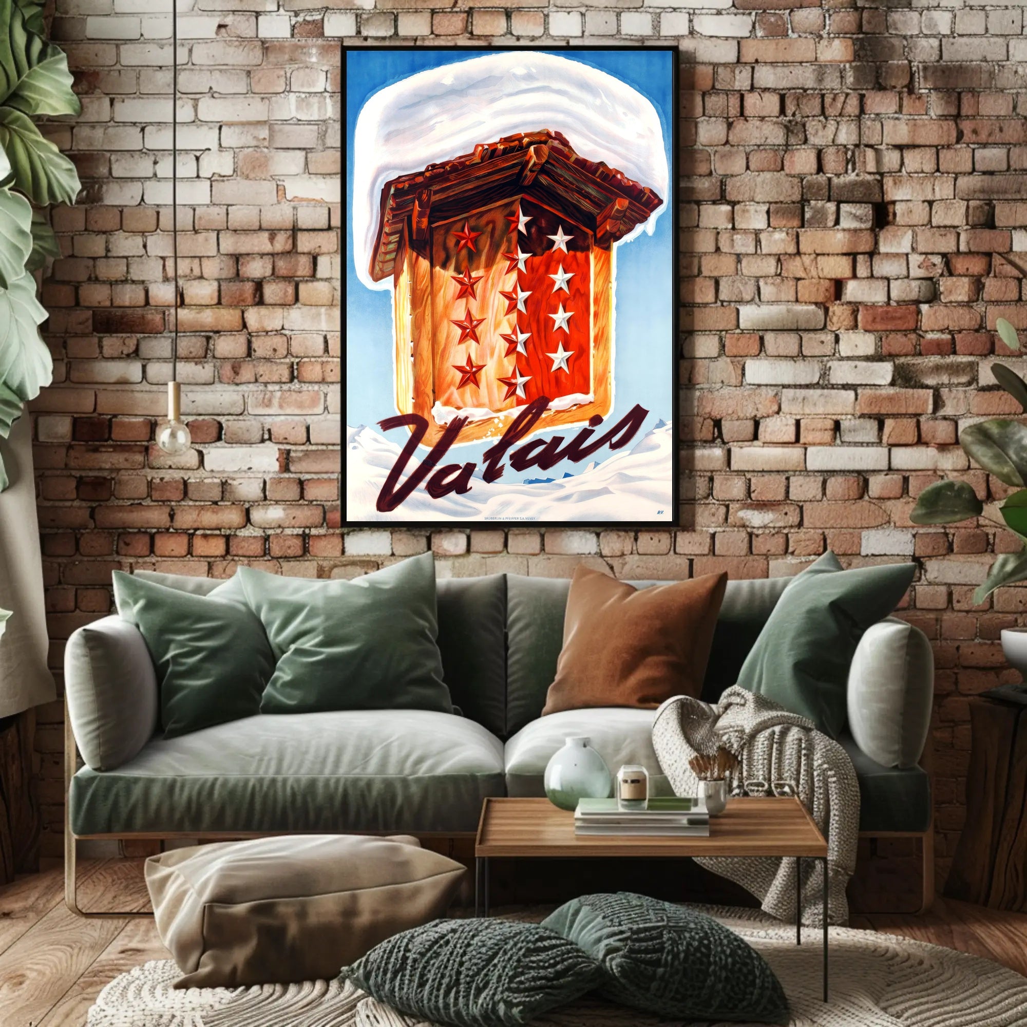 Valais Winter Chalet Art Print Cultural or Heritage Poster PosterGoat