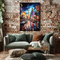 Vibrant Cityscape Nightlife Surreal Parisian Dream Artistic Poster