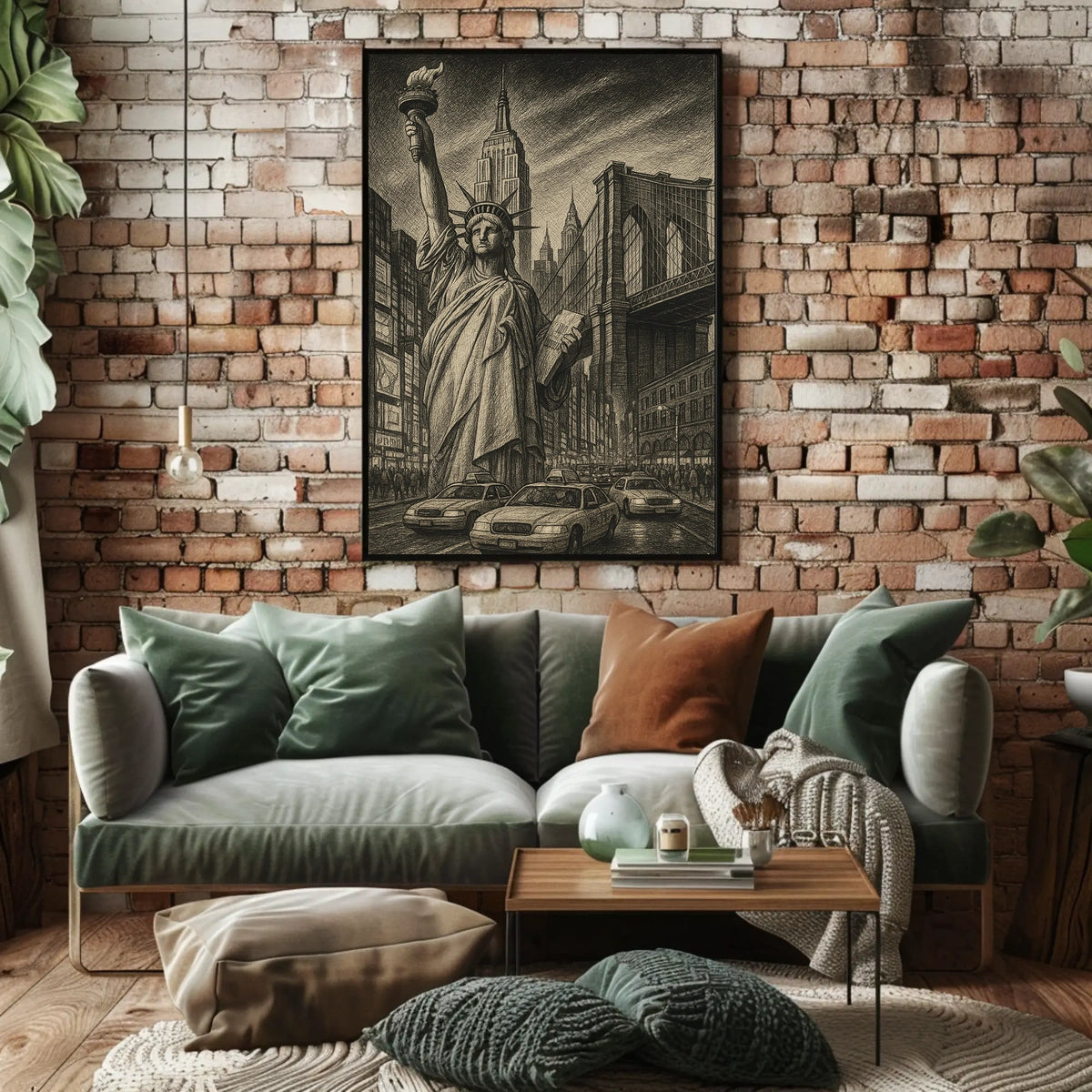 New York City Iconic Landmarks Poster Vintage Wall Art