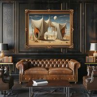 Surreal Desert Dreamscape in Futuristic Sci-Fi Poster