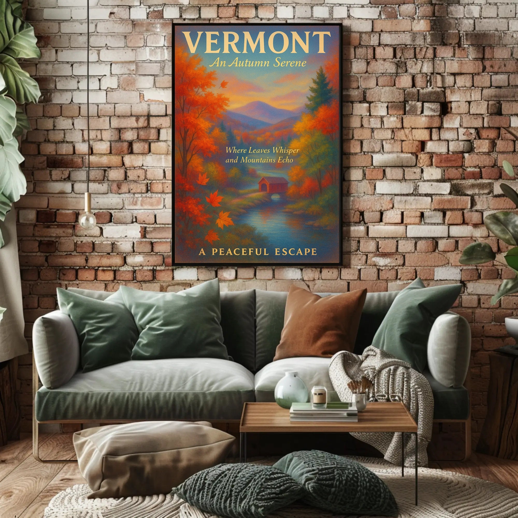 Vermont Autumn Serene Poster Vintage Landscape