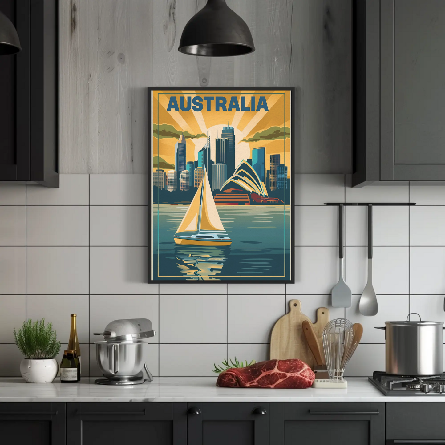 Vintage Travel Poster - Australia Sydney Harbor
