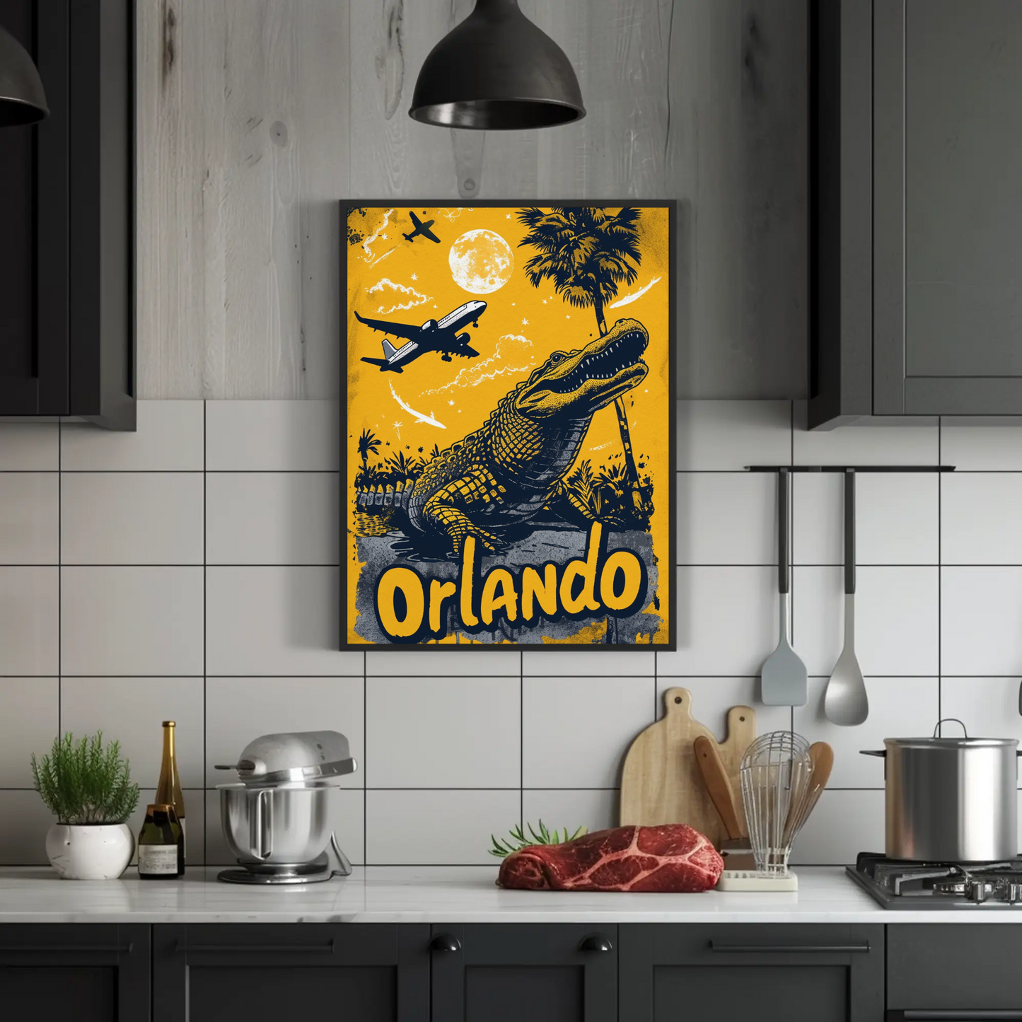 Orlando Vintage Poster - Gator and Airplanes