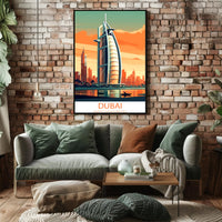 Burj Al Arab Sunset in Dubai Travel Poster
