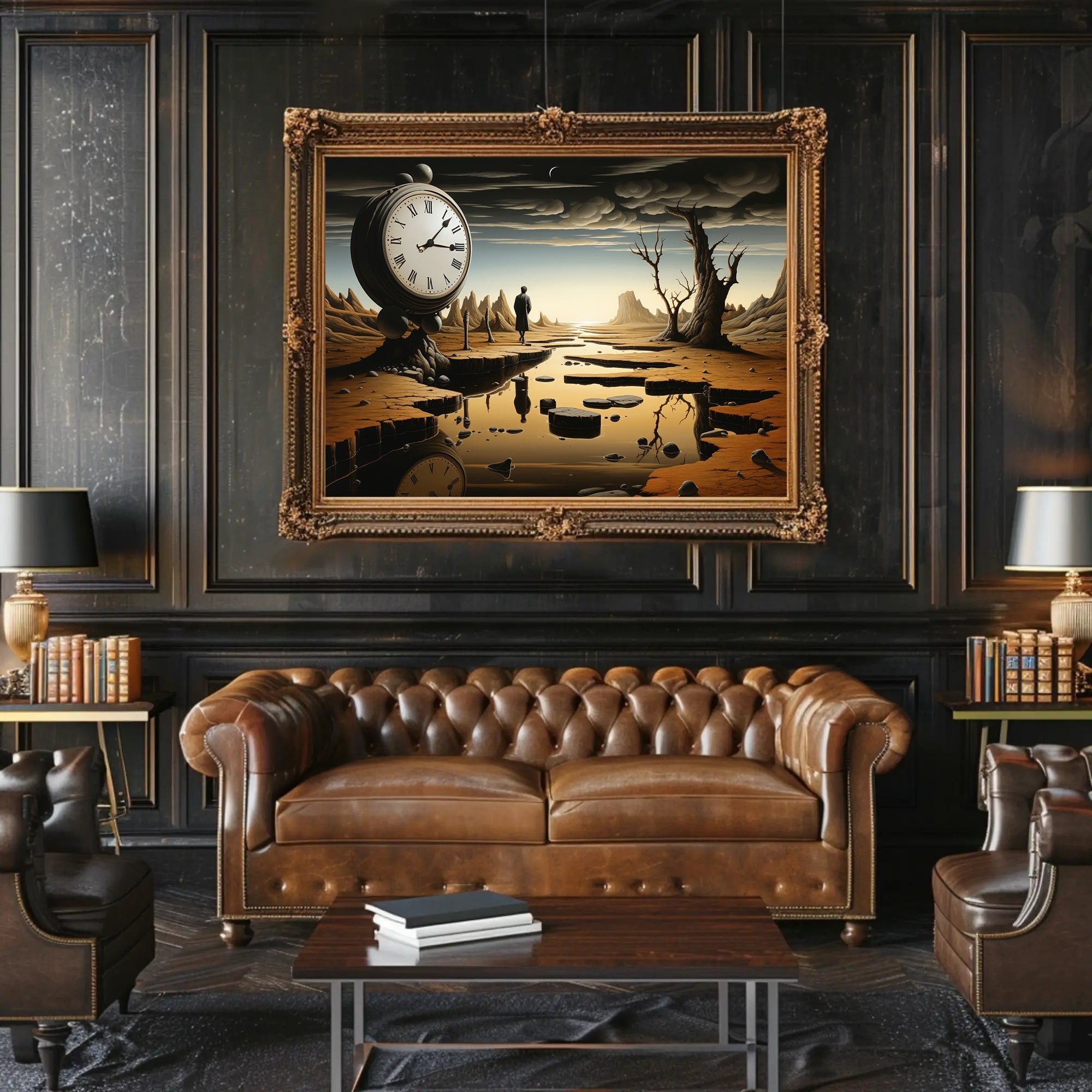 Timeless Surreal Landscape with Clock Artistic Poster