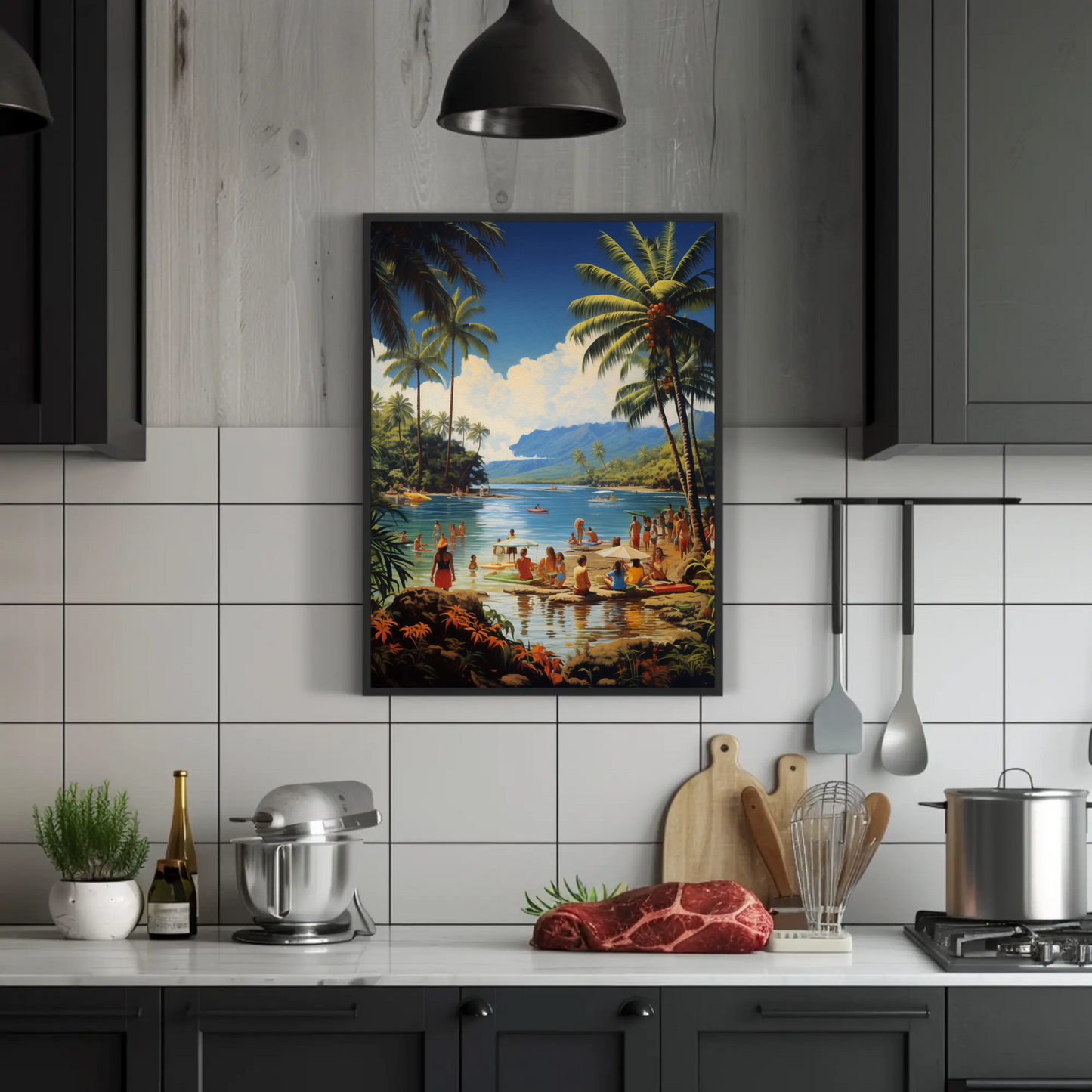 Tropical Lagoon Beach Paradise Vintage Travel Poster