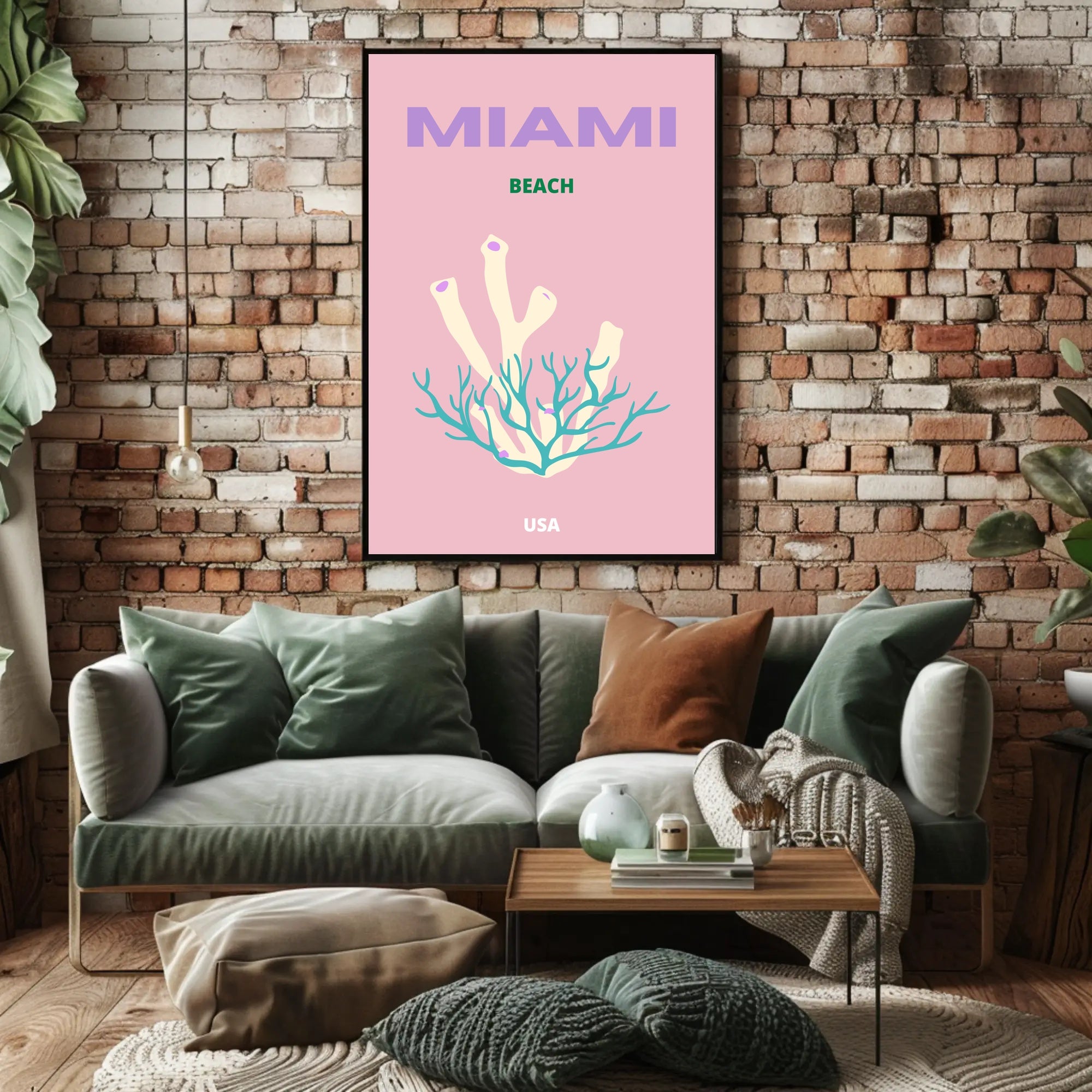 Miami Beach Coral Fantasy Travel Poster PosterGoat