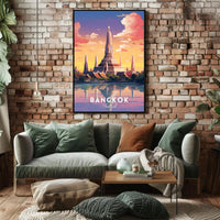Wat Arun Sunset in Bangkok Travel Poster